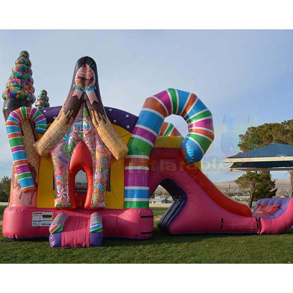 Quality Combo Sugar Shack Inflatable Bouncy Slide Digital Printing for sale