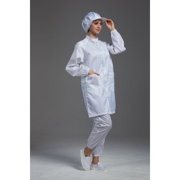 Quality Anti Static ESD Labcoat Garment Resuable Class1000 straight open stand collar for sale