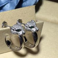 Quality Emeralds Diamond Earrings , 18K White Gold Diamond Earrings With Panther Shape for sale