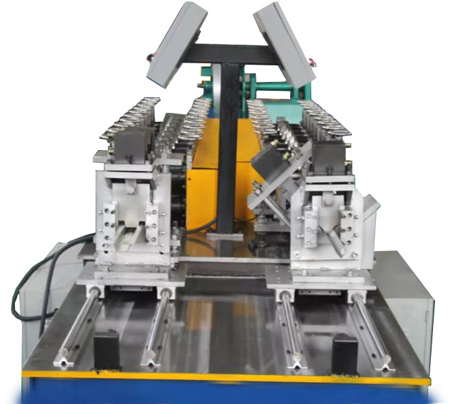 China Double Head 0.3-0.8 Light Gauge Steel Roll Forming Machine Make Drywall Profiles factory