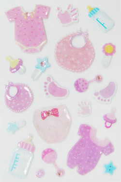 Quality Cute Baby Girl Clear Japanese Puffy Stickers Lovely Little 3D Shapes for sale