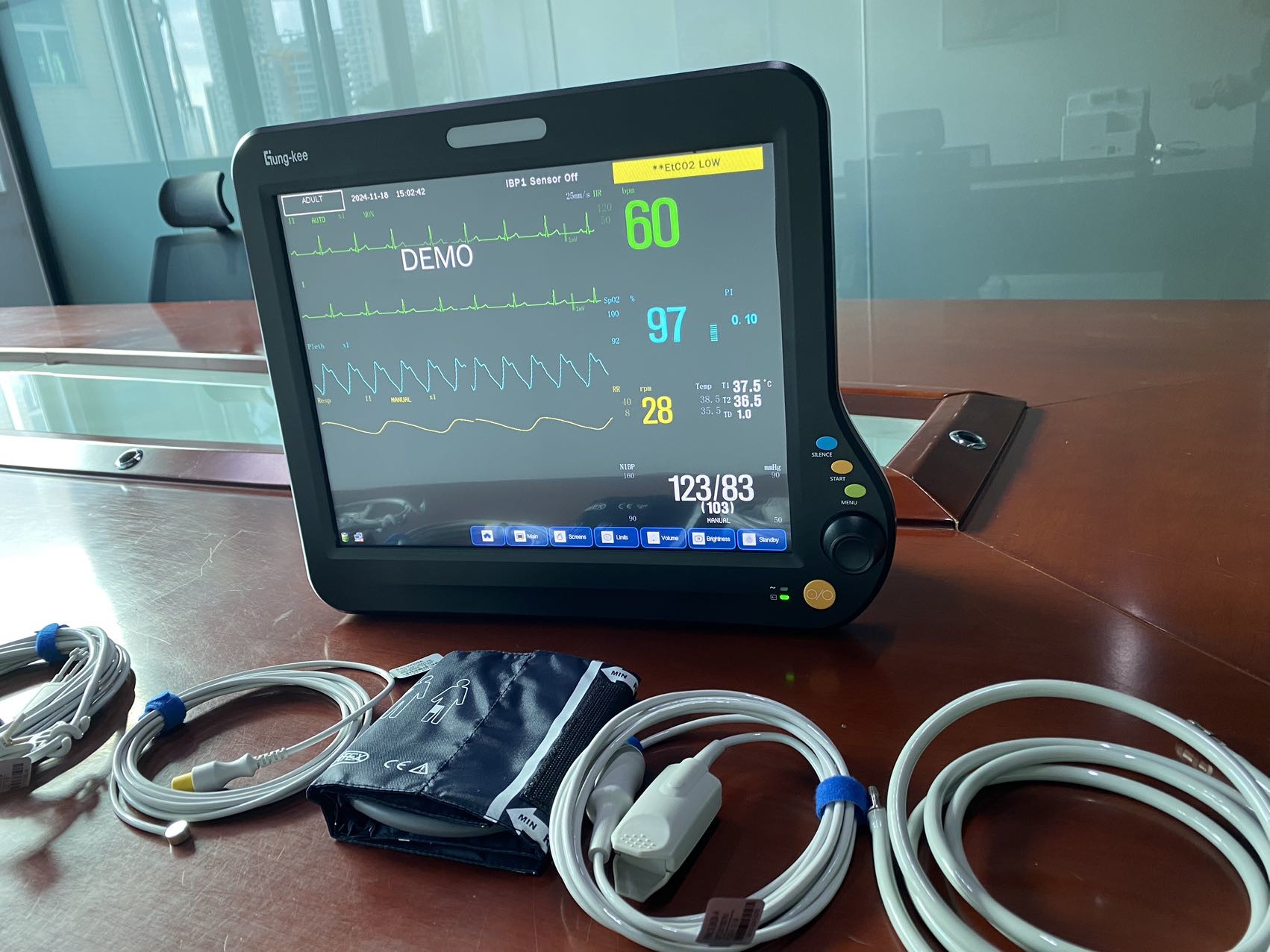 China 15 inch portable multi parameter patient monitors with HL7 compatible, USB dataouput, VGA, nurse calling and vital sings factory