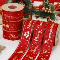 China Gold Foil Printed Christmas Ribbon Red Personalised Christmas Ribbon factory