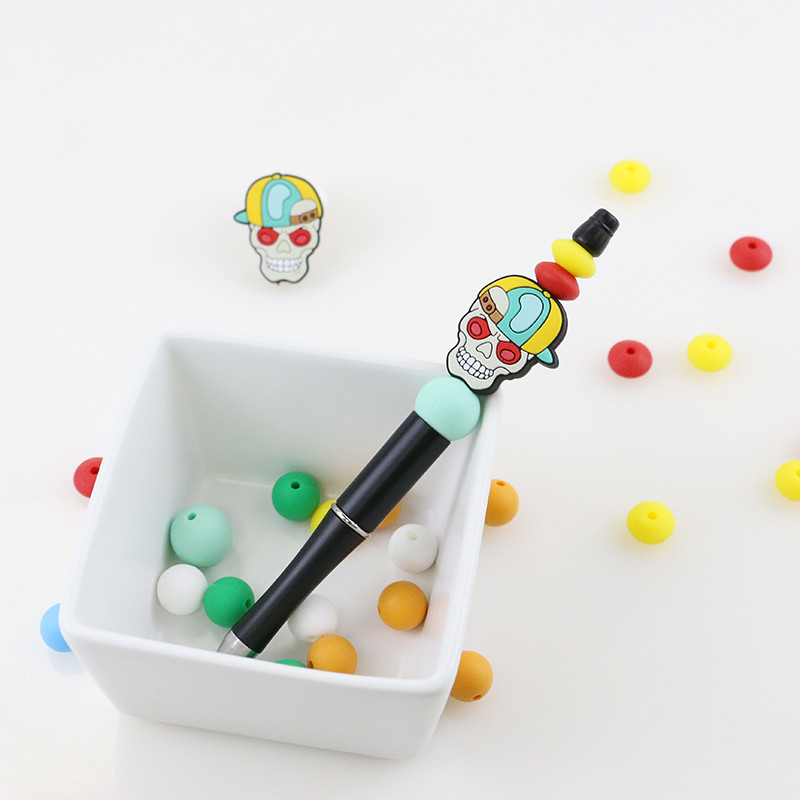 China Custom halloween skull pumpkins Silicone Focal Bead for DIY pens keychains factory