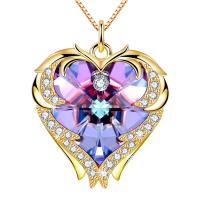 China 18 Inch 8.2 Austrian crystal Necklace Big Heart Necklace Crystal Rose Gold Colorful Crystal Womens Necklaces Gold factory
