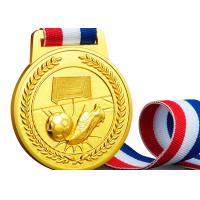 China Soft / Hard Enamel Custom Sports Medals , Zinc Alloy Football Medals And Ribbons factory
