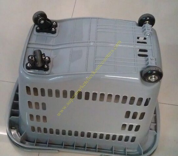 China Grey Flip Handles Grocery Basket With Wheels / Stores Small Shopping Trolleys On Wheels factory