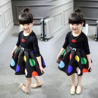 China 2016 Fashion Girl Colorful Kid's Black Dress long sleeve Bubble Style Dancing Dress factory