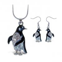 China Puzzled Sparkling Penguin Necklace and Earrings Set Charming Necklace and Earring Set - Ocean factory