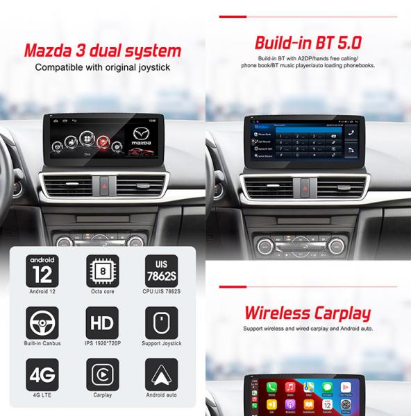 Mazda Car Stereo For Mazda 3 IPS 10.25inch Car Audio With 4G DSP Built-In 360 Camera