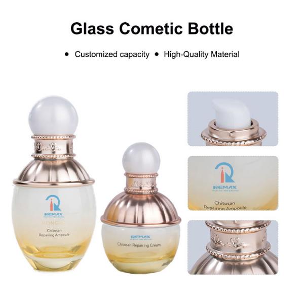 Quality 60g 50ml Luxury Cosmetic Packaging Set Bottle Transparent Skin Care Yellow for sale