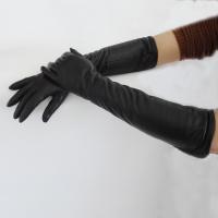 China Ladies Long Black Leather Gloves , Wool Lined Womens Designer Leather Gloves factory