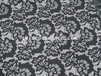 China Black Cotton Nylon Lace Fabric Simple Flower Hollow Design For Apparel SYD-0174 factory