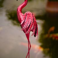 Quality Outdoor Metal Pink Flamingo Yard Decor Animal Metal Flamingo Statue for sale