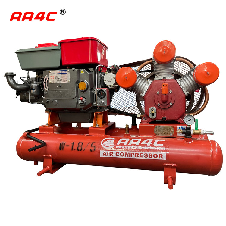 China AA4C Reciprocating Portable mining industry piston diesel air compressor outdoor air pump workshop air source AA-W1.8/5 for sale