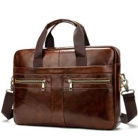 China Waterproof Business Laptop Handbag Shoulder Bag Genuine Leather Briefcase For Men Custom Logo factory