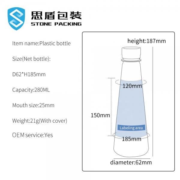 Quality 25mm Water PET Plastic Bottles Transparent Clear 280ml for sale