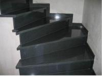 China Living Room Stairs Flamed Granite Stone , Polished Mongolia Black Granite factory