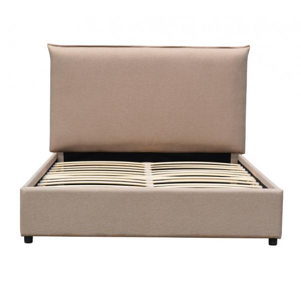 Quality Linen Light Brown Bed Frame King Europen Style Modern Upholstered Platform Bed for sale