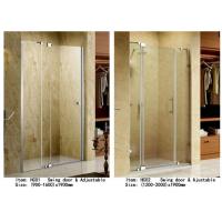China 3 Panels Straight Frameless Glass Shower Doors Hinge Opening Style With Adjustable Support Bar for sale
