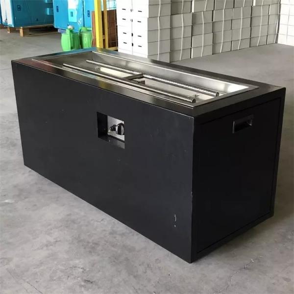 Quality Modern Metal Black Painted Rectangular Gas Burning Smokeless Fire Table for sale