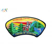 China Twill Background Fabric Boy Scout Uniform Patches 100% Embroidery With Merrowed Border factory