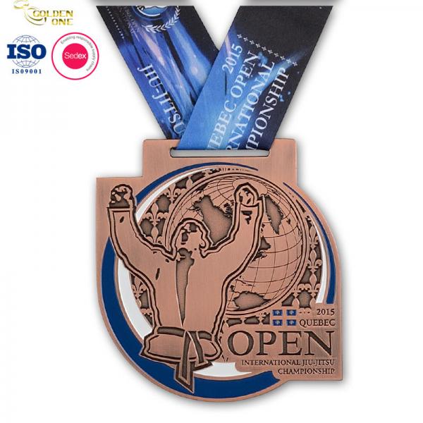 Quality Silver Plated Custom Gymnastics Medals , Exclusive Zinc Alloy Karate Bronze Medal for sale