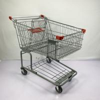 Quality 175L Big Basket Metal Wire Shopping Trolley With Bottom Frame TPR TPU Wheels for sale