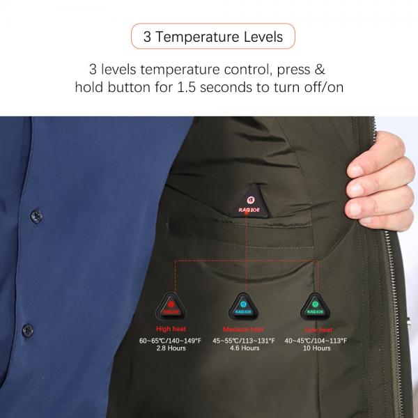 Quality Washable Men's Heated Body Warmers 7.4V Rechargeable Heated Jacket with 4 for sale