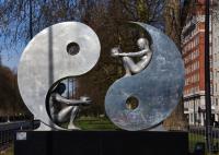 China Public Art Modern Stainless Steel Sculpture , Yin And Yang Sculpture For Garden factory