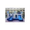 China Blue And White City Wall Inflatable Bounce Combo With Slide / Backyard Jumping Castle factory