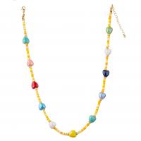 China Multicolor Beaded 14K Gold-Plated Chain Link Necklace with Butterfly/Flower/Heart/Shell/Star Pendant factory