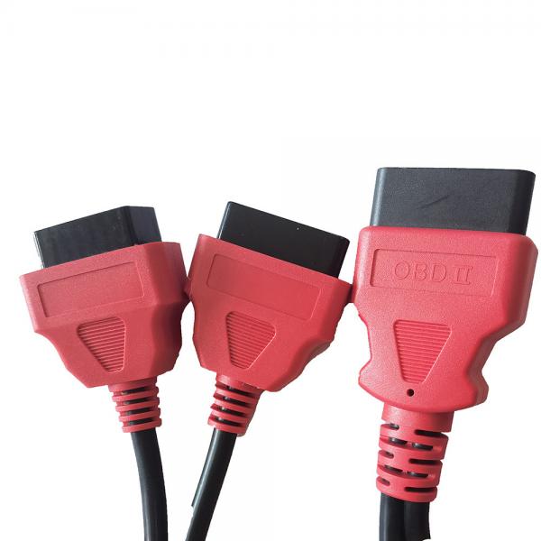 Quality Red Connector Obd2 Adapter Cable Length 30cm 16 Pin Male To 2 Female for sale