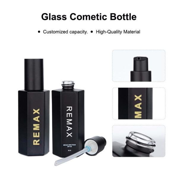 Quality 50ml Frosted Glass Glass Cosmetic Packaging Lotion Recycled Hexagonal Cosmetic for sale