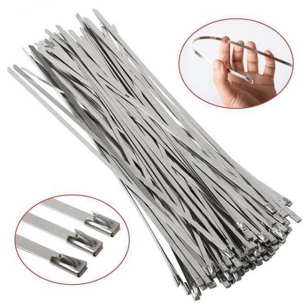Quality 304 Stainless Steel Metal Cable Zip Ties Wraps Exhaust Silver 4.6mmx250mm for sale