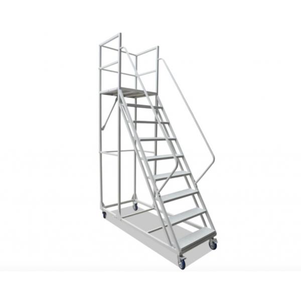 Quality Multi Functional Rolling Warehouse Ladders On Wheels / Rolling Step Ladder Safety for sale