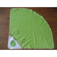 China woven terry hooded bath towel,green arc-sharped baby hooded towels factory