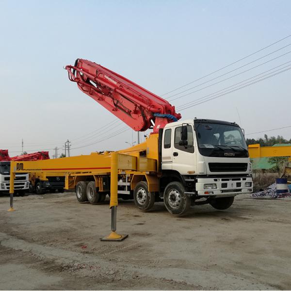 Quality 46m 287kw Putzmeister Used Cement Truck Heavy Duty Red And Orange for sale