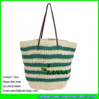 China LUDA fashion women's craft handbags leather shoulders knitting paper straw bag factory