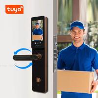 Quality Touch Panel Smart Front Door Locks Anti Peep Tuya App Fingerprint Password for sale
