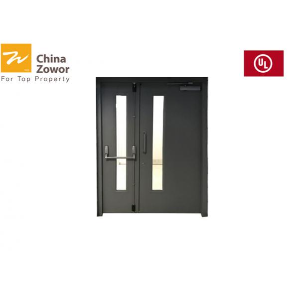 Quality Double Swing Metal Fire Safety Door With Vision Panel/ Red Color/ Powder Coated Finish for sale