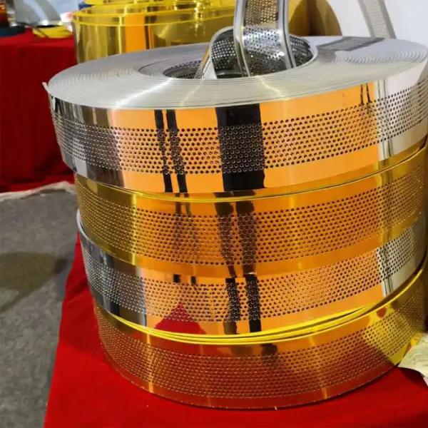 Quality Golden Aluminum Tape Coil With Folded Edge Word Sign Brushed Aluminum Coil Strip for sale