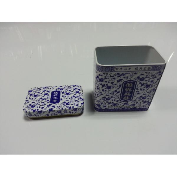 Quality Metal Tin plate Rectangle Printed Blue And White Porcelain Box , 0.23mm Tinplate for sale