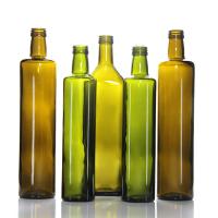 Quality ODM Green Olive Glass Oil Bottle Container With Pump Head 17oz for sale