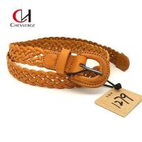 Quality Cowhide Brown Braided Leather Belt Width 24mm Multipurpose Durable for sale
