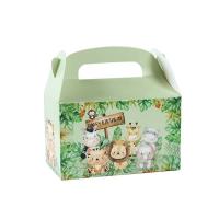 China Custom Animal Print Handle Paper Box for Kids' Jungle Theme Birthday and Baby Shower for sale
