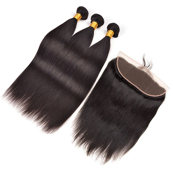 Quality 8A Real Indian Human Hair Extensions 3 Piece Lace Frontal Full Cuticle Aligned for sale