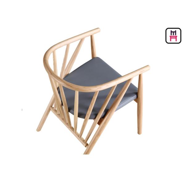 Quality Upholstered Ash Chair Vertical Wood Restaurant Chairs Leather Seats Modern for sale