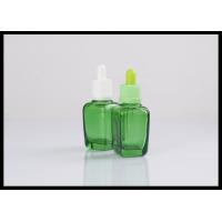 China Essential Oil Glass Dropper Bottle 30ml  Cosmetic  Amber Square Green Bottle factory