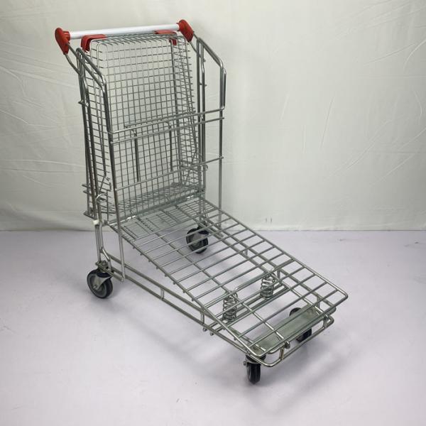 Quality Foldable Warehouse Supermarket steel Q195 Double Layer Trolley for sale